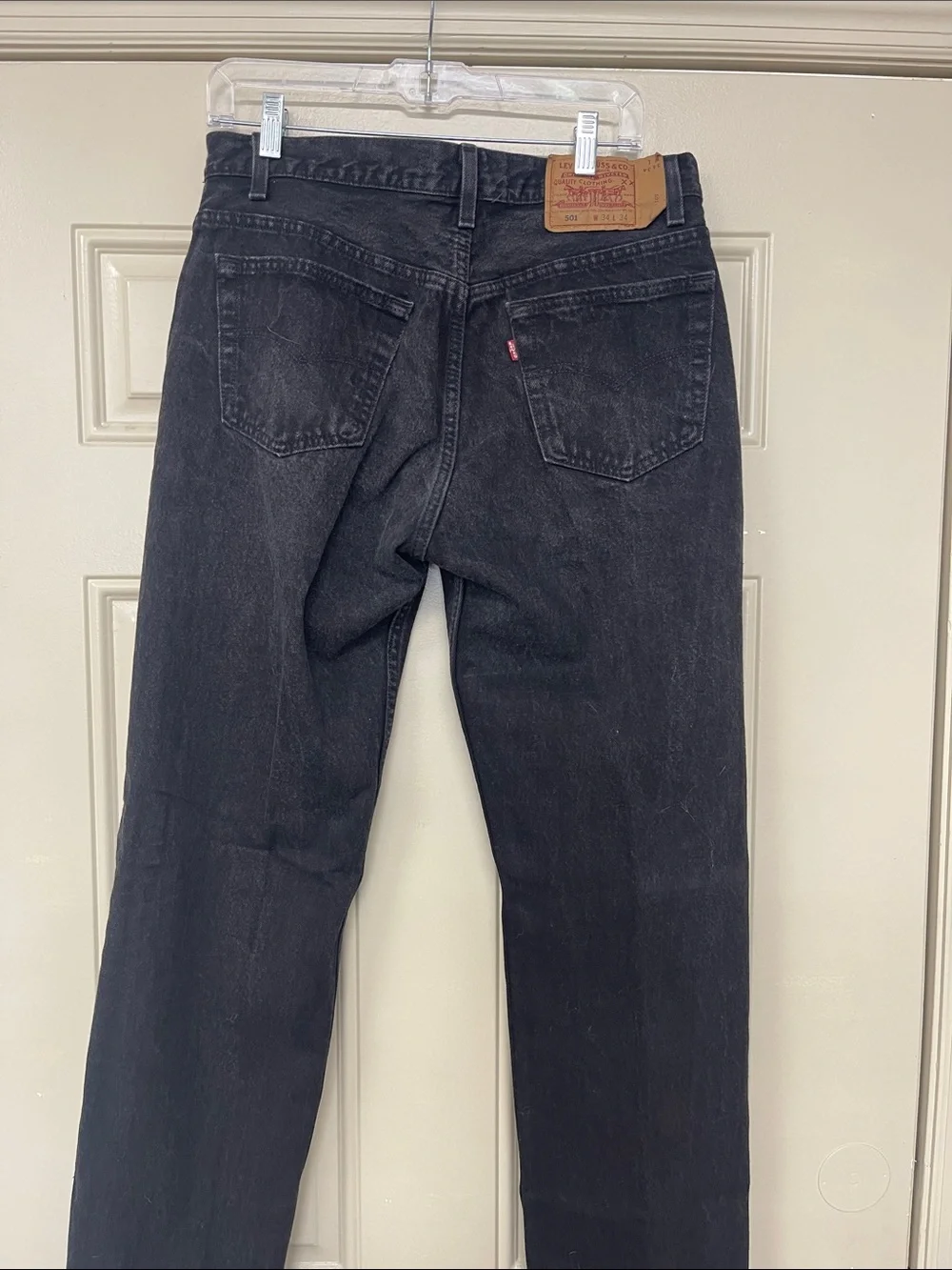 Levi's Men's Black Button Fly Straight Jeans with Red Tab 34x34